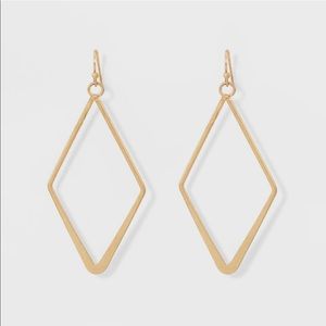 Gold Open Work Diamond Shape Drop Earrings - Universal Thread